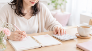 結婚相談所の年間予算を計算する手元